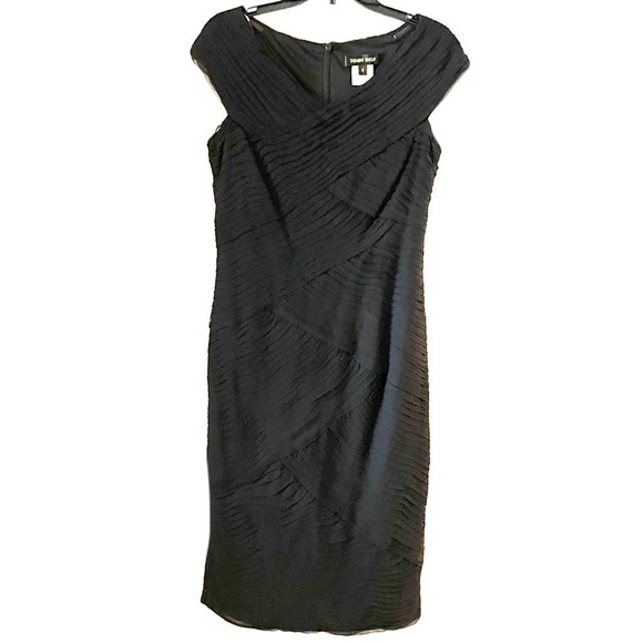 TADASHI SHOJI silk roll black COCKTAIL DRESS - Picture 1 of 7